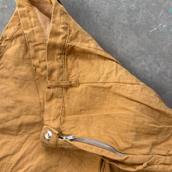 Mustard Yellow Linen High Waisted Bermuda Short High Rise Linen short - Picture 4 of 6